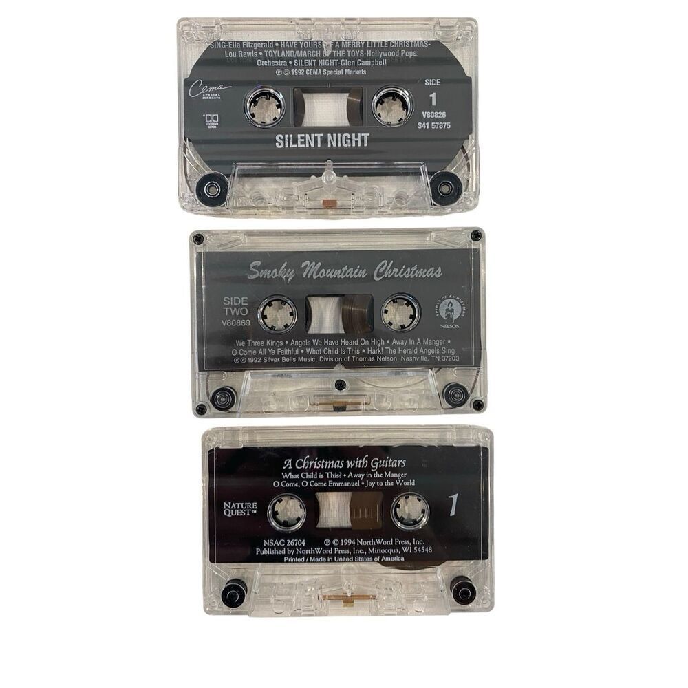 Vtg Christmas Cassette Tape Lot 3 Silent Night Smoky Mountain Christmas Guitars